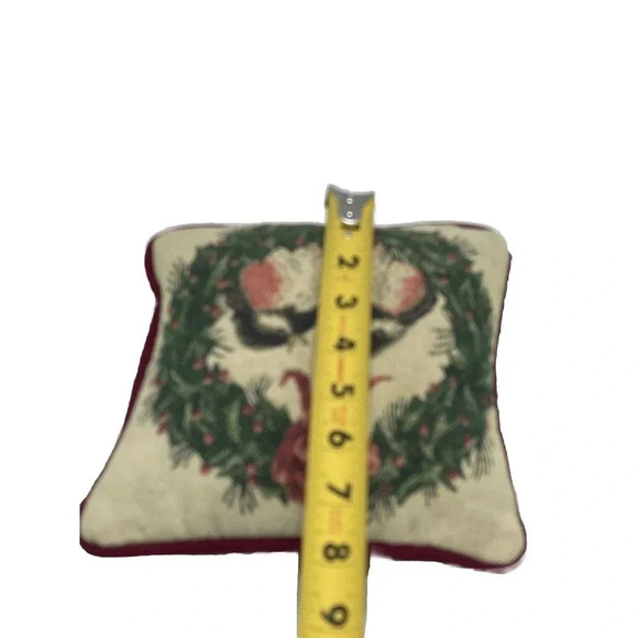 VTG Riverdale Christmas Tapestry Fringed Love birds in Wreath Throw Pillow 8” - Picture 6 of 6